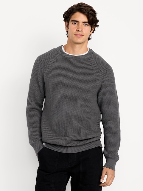 Crew-Neck Shaker-Stitch Sweater - Ash Gordon