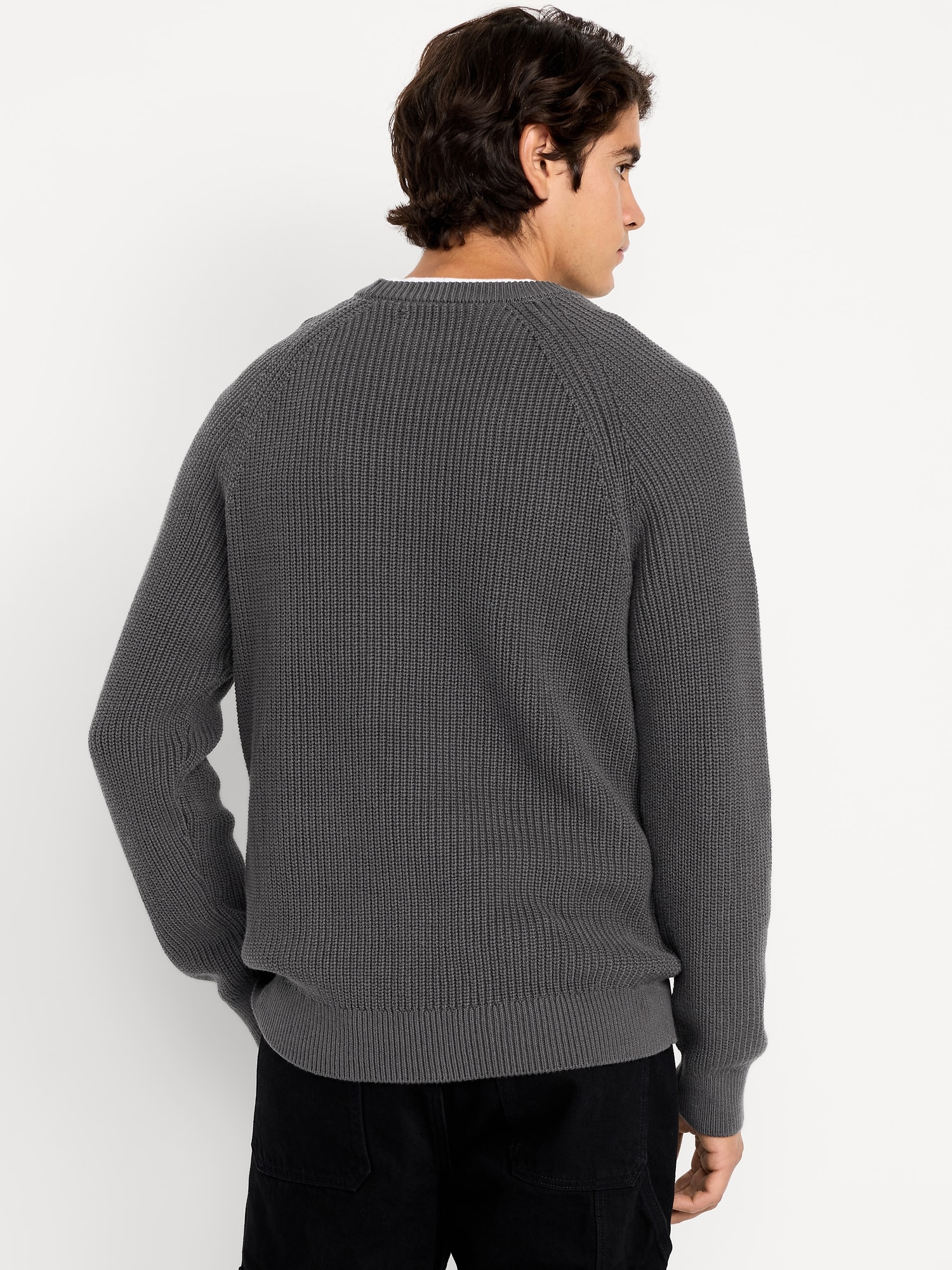Crew-Neck Shaker-Stitch Sweater