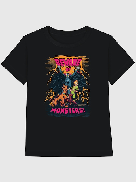 Scooby Doo Shaggy Beware Of Monsters Graphic T-Shirt for Kids - Black