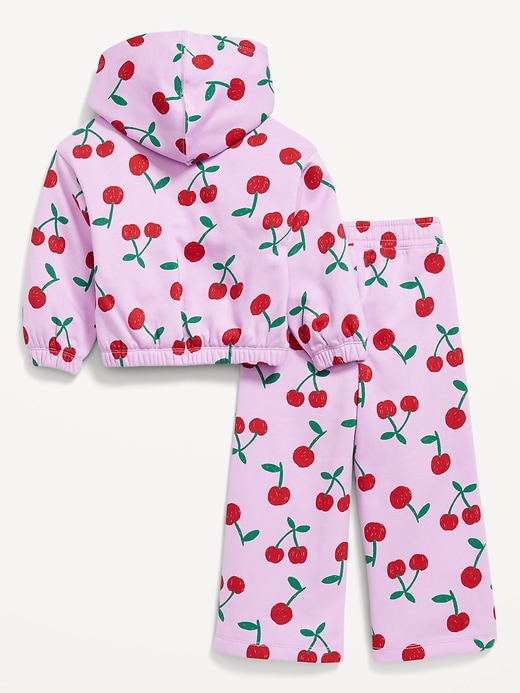 Long-Sleeve Graphic Hoodie and Wide-Leg Pants Set for Toddler Girls