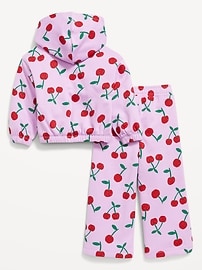 Image number 3 showing, Printed Long-Sleeve Hoodie and Wide-Leg Sweatpants Set for Toddler Girls