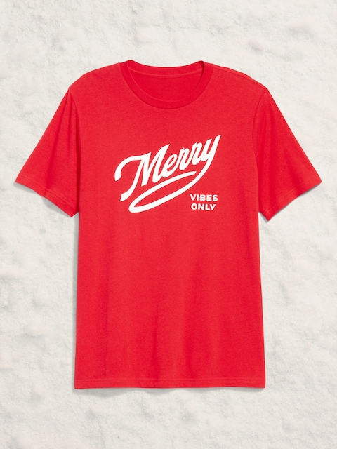 Holiday-Graphic T-Shirt - Merry Vibes Only (Red)