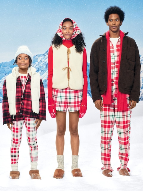 High-Waisted Waffle Pajama Shorts for Women - Red Plaid (Match The Fam!)