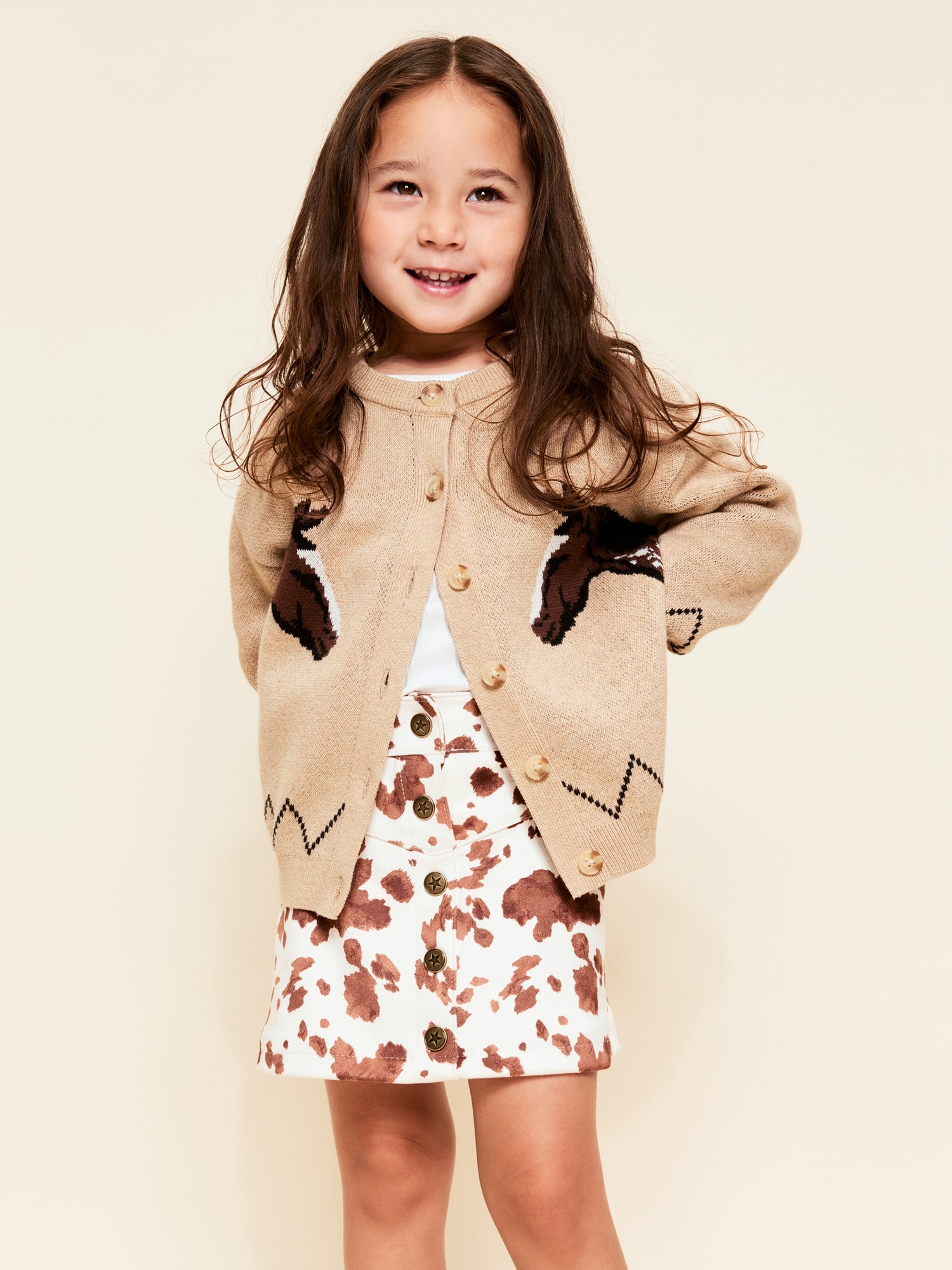 Button-Front Faux-Suede Skirt for Toddler Girls