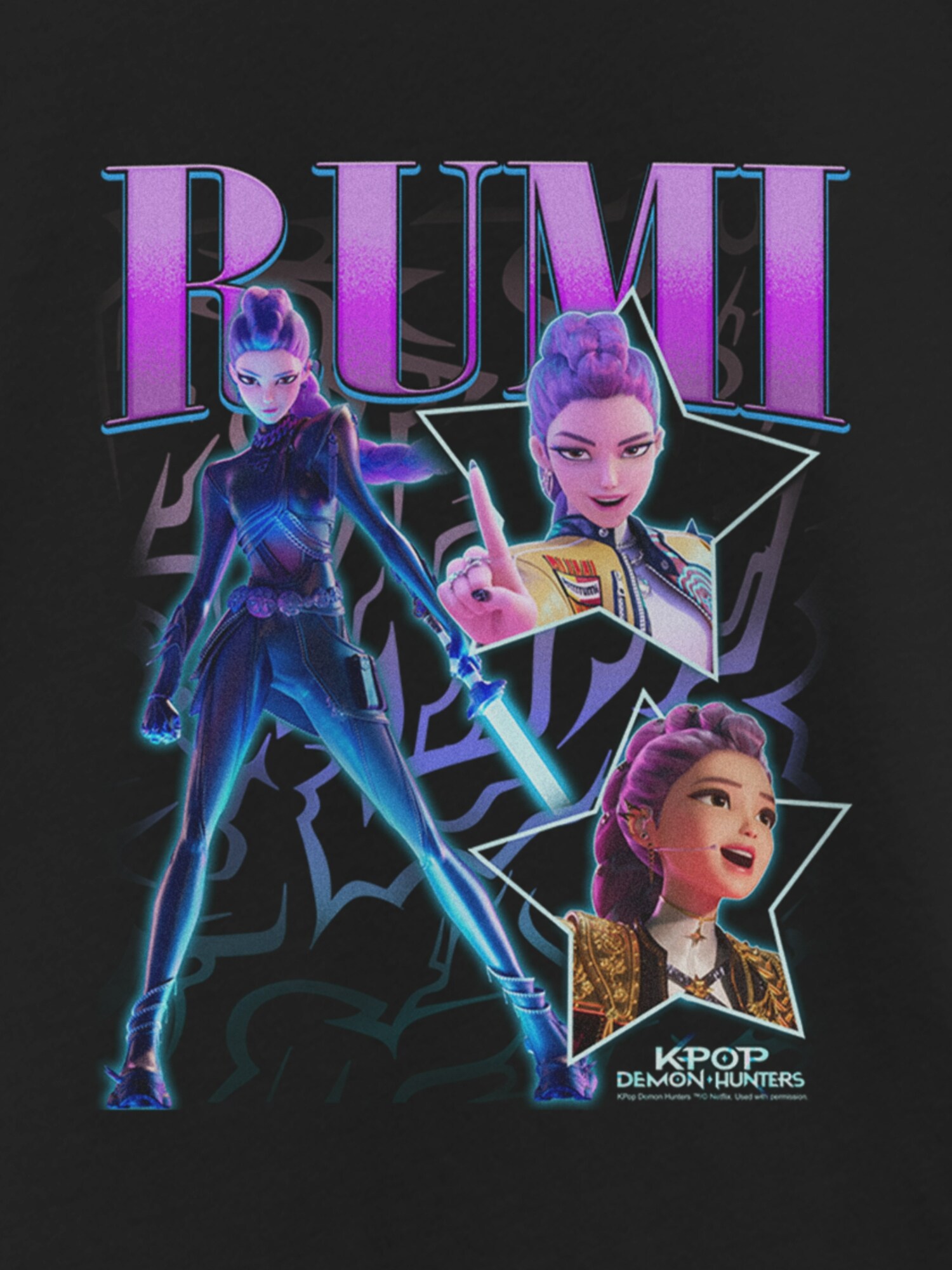 Футболка Old Navy K-Pop Demon Hunters Y2K Rumi Graphic T-Shirt для девочек, цвет: Чёрный — фото 2