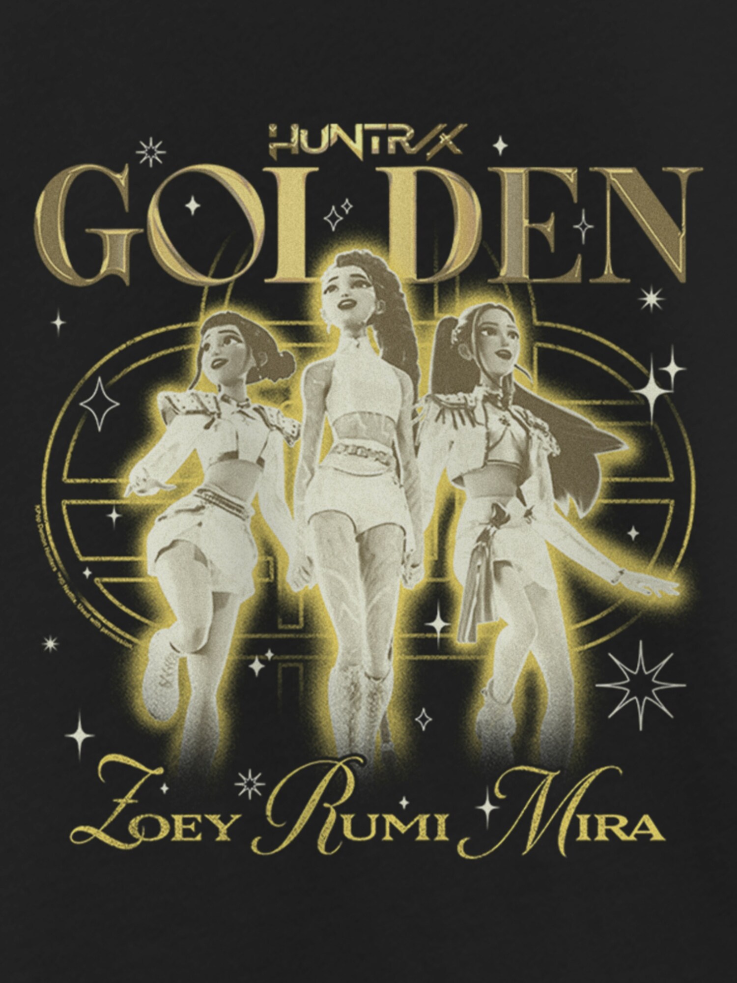 Футболки Old Navy K-Pop Demon Hunters Huntrix Golden Trio Graphic T-Shirt для девочек, цвет: Чёрный — фото 2