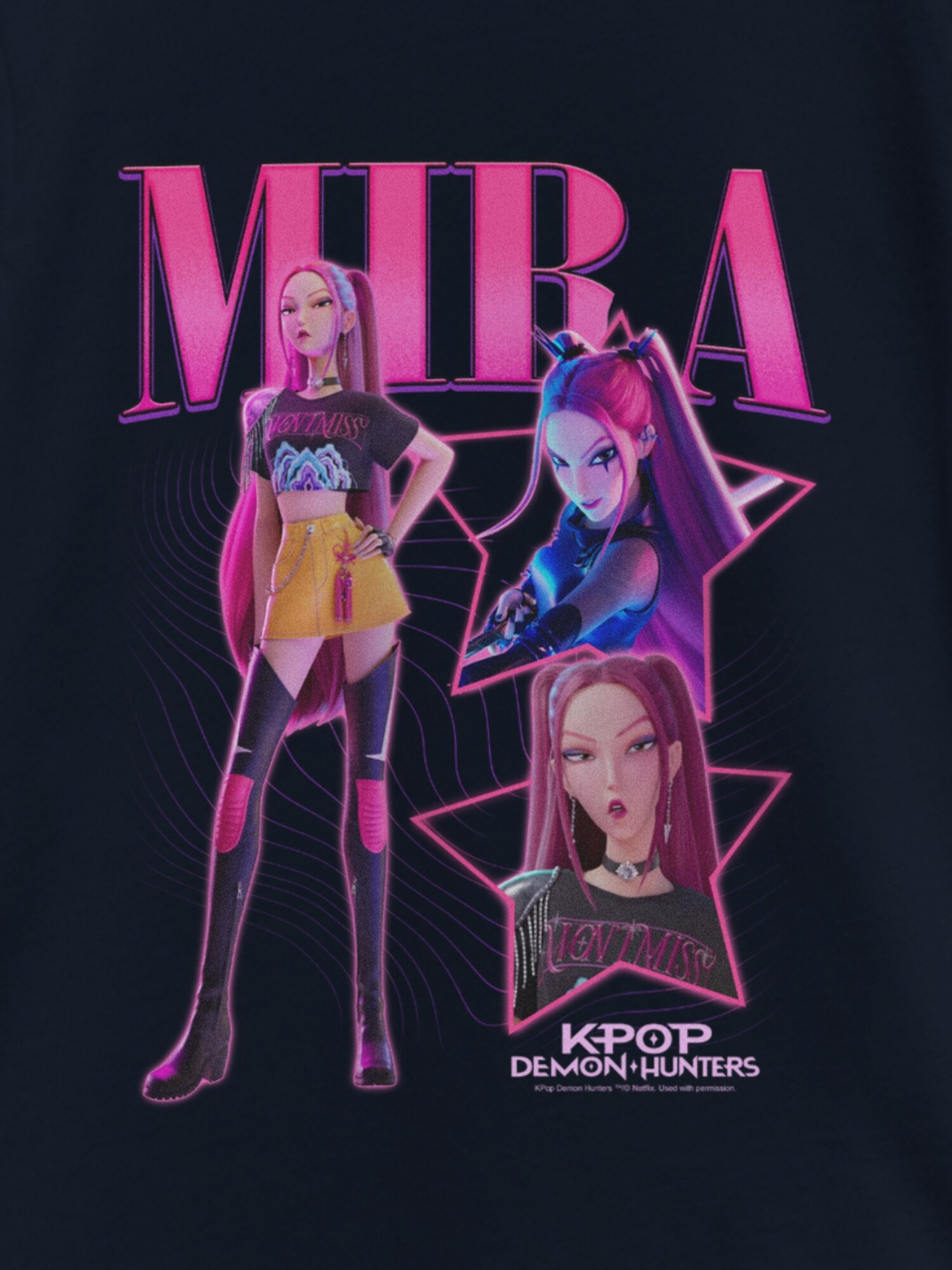 Футболка Old Navy K-Pop Demon Hunters Y2K Mira Graphic T-Shirt для девочек, цвет: Тёмно-синий — фото 2