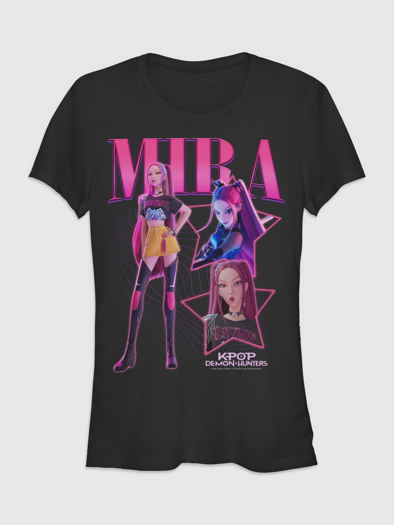 Женская футболка Old Navy K-Pop Demon Hunters Y2K Mira Graphic, цвет: Чёрный