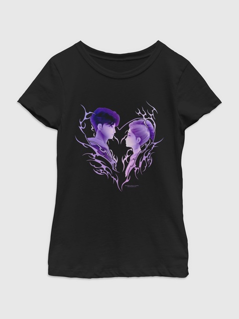 K-Pop Demon Hunters Braille Heart Strings Graphic T-Shirt for Girls - Black