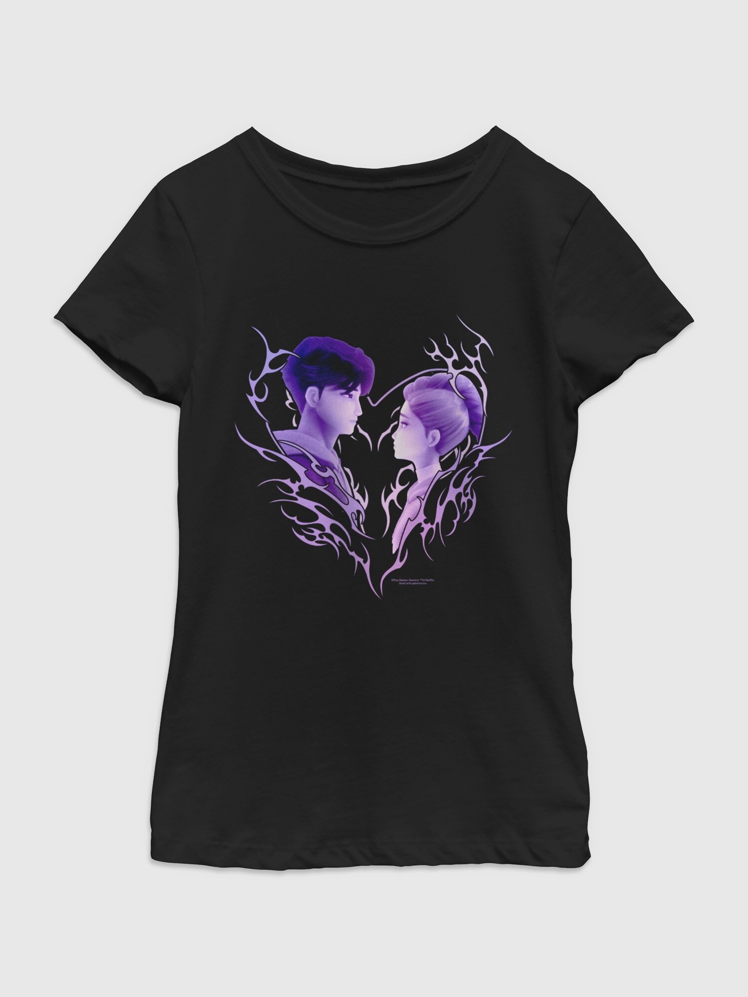 Футболка Old Navy K-Pop Demon Hunters Braille Heart Strings Graphic T-Shirt для девочек, цвет: Чёрный