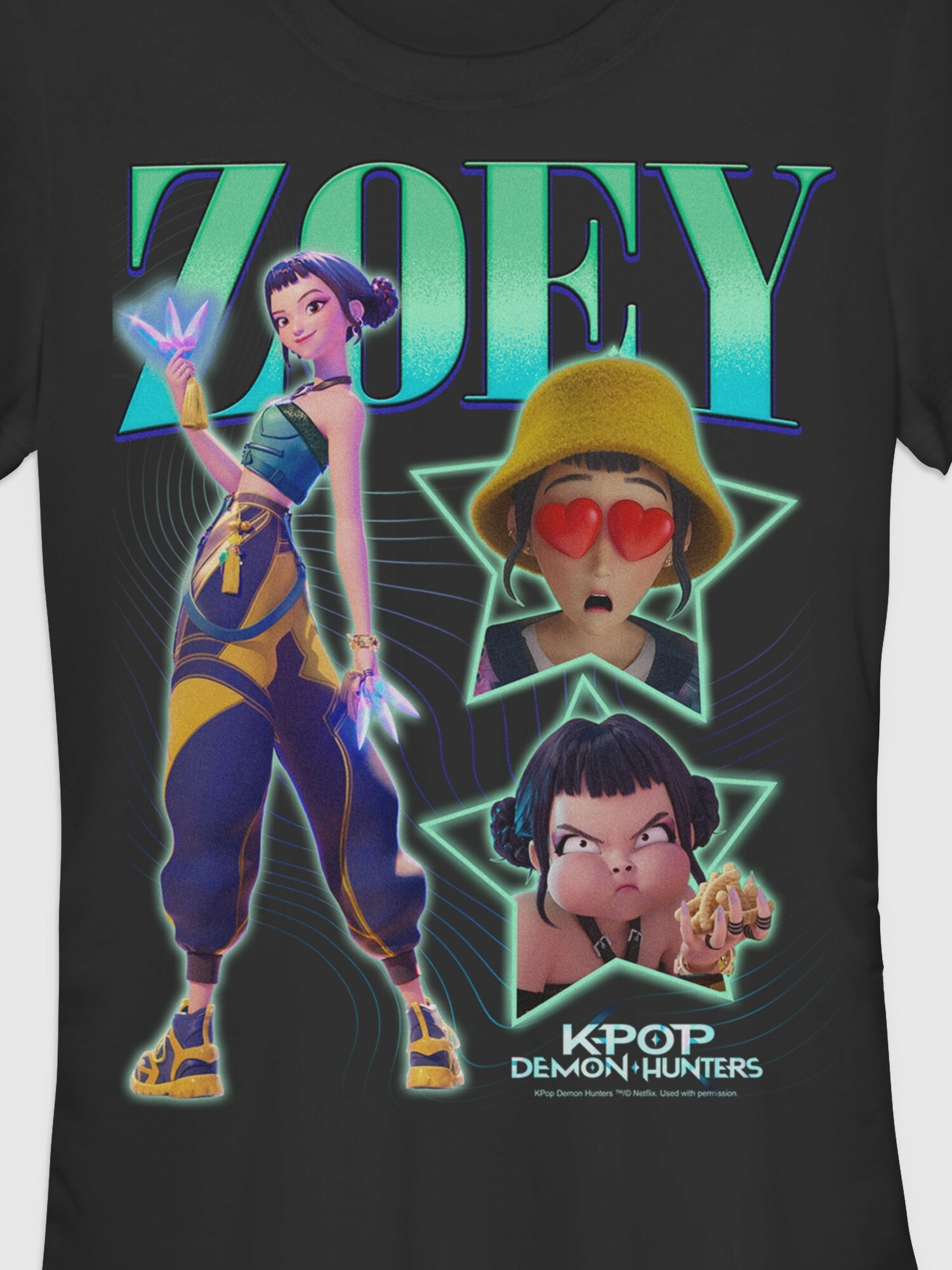Женская футболка Old Navy K-Pop Demon Hunters Y2K Zoey Graphic, цвет: Чёрный — фото 2