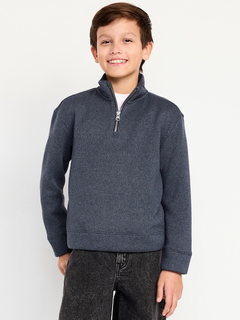 Sweater-Fleece Quarter-Zip for Boys - Navy Blue