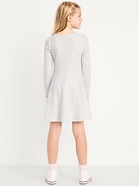 Image number 2 showing, Cozy Long-Sleeve Ribbed Fit and Flare Dress for Girls