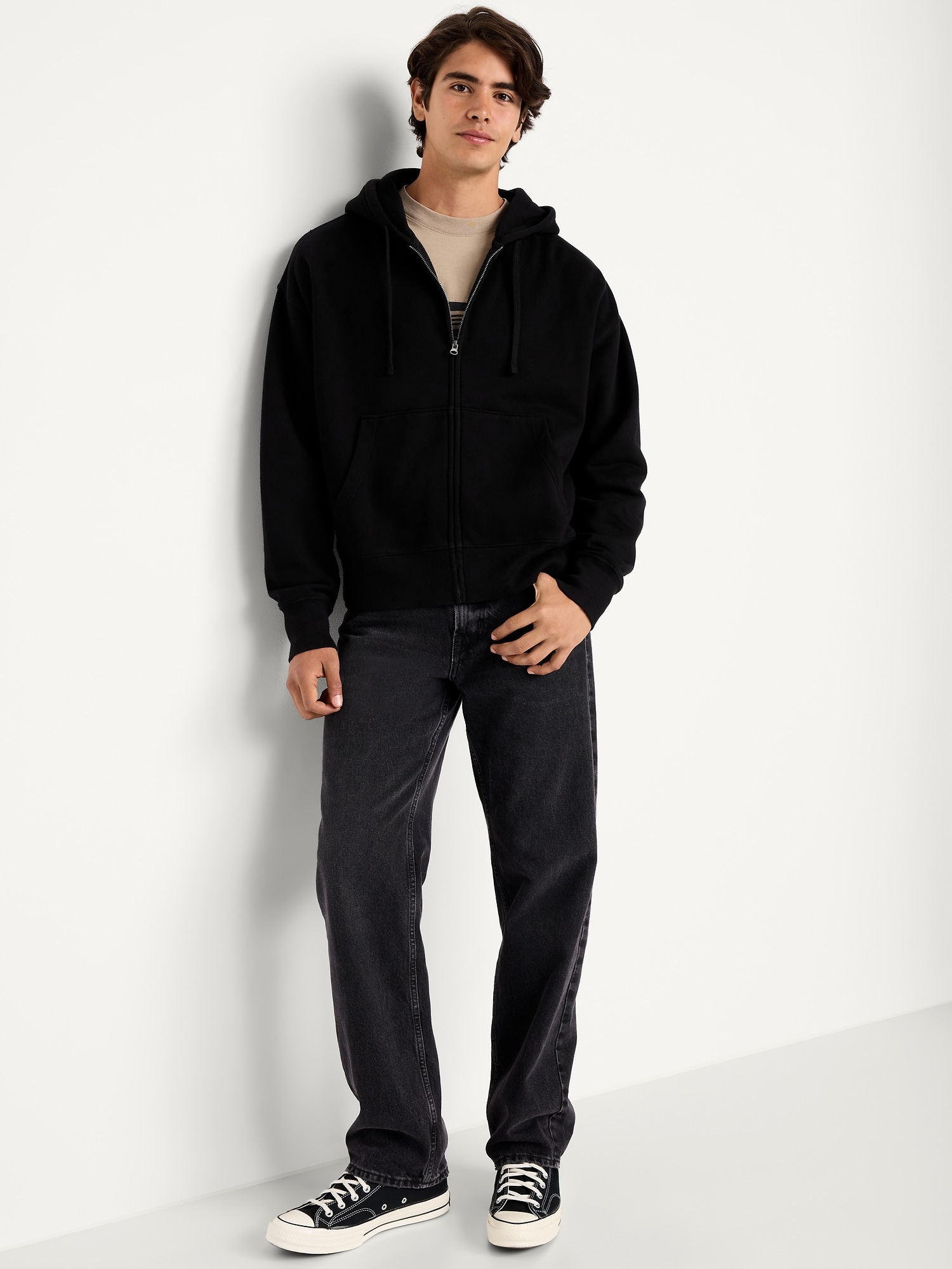 Cropped Rotation Oversized Zip Hoodie