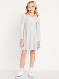 Image number 1 showing, Cozy Long-Sleeve Ribbed Fit and Flare Dress for Girls