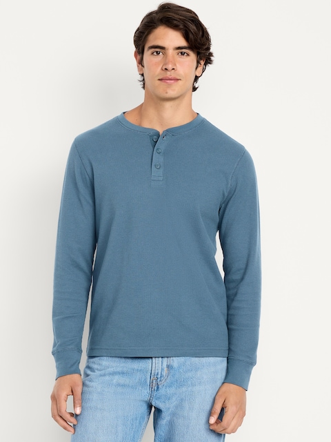Waffle Henley T-Shirt - Midnight Rain