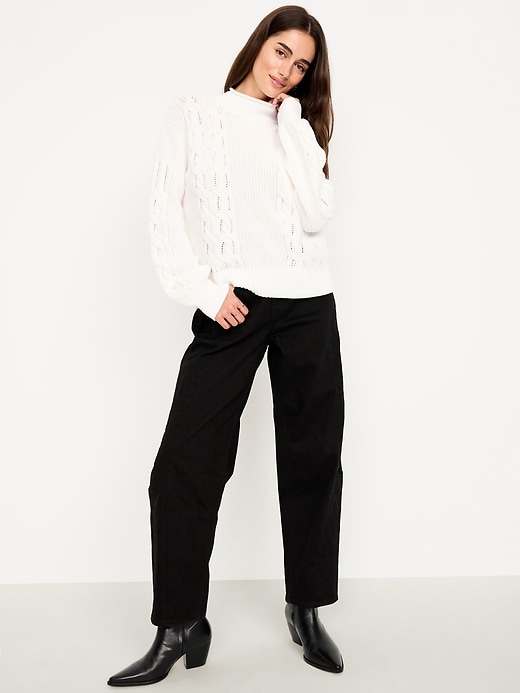 Image number 3 showing, Seaside Cotton Roll-Neck Cable-Knit Sweater