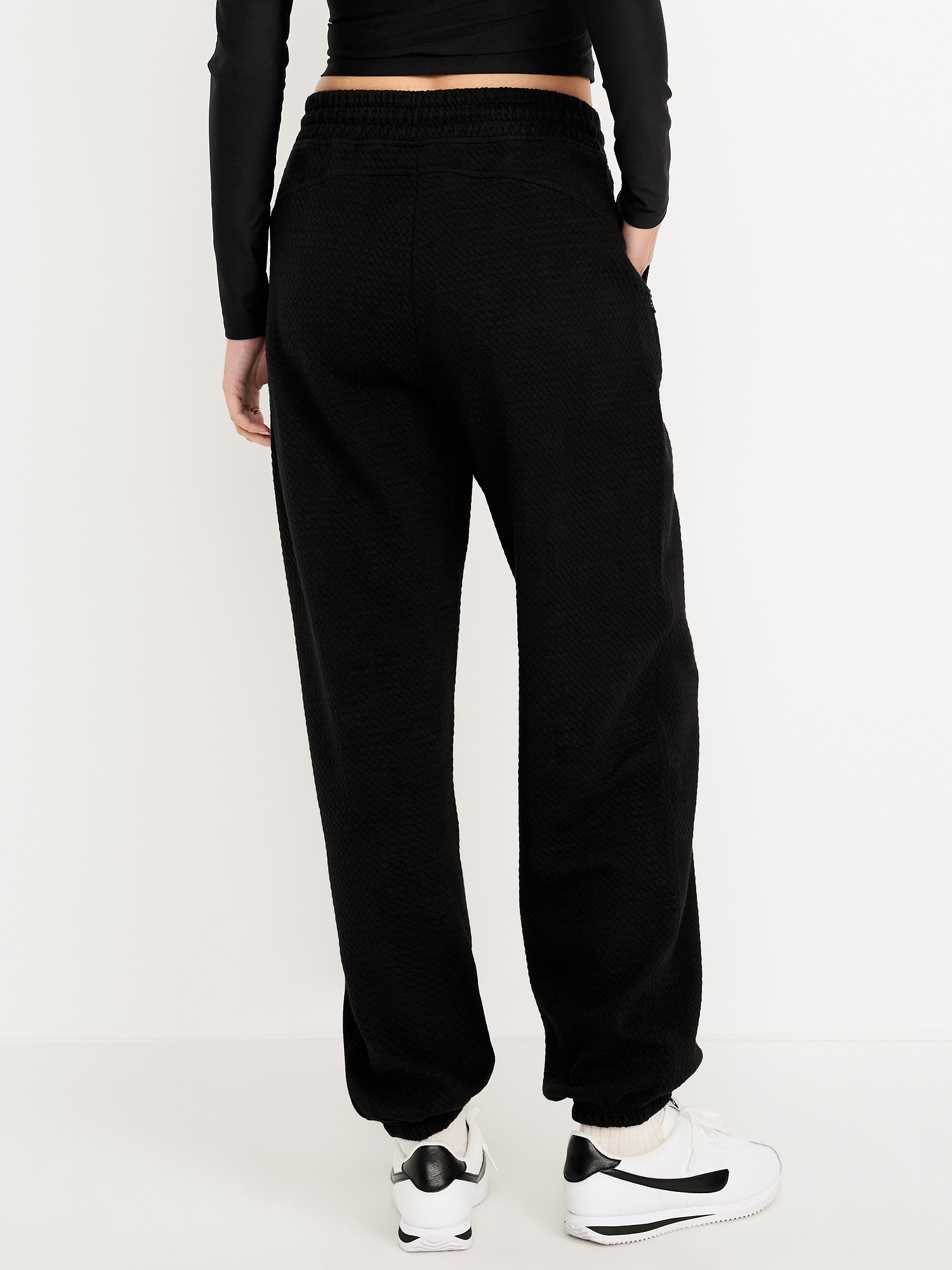 High-Waisted Dynamic Fleece Textured Sweatpants