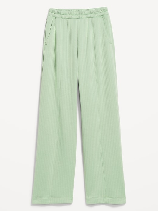 Image number 9 showing, High-Waisted Bounce Fleece Quilted Wide-Leg Sweatpants