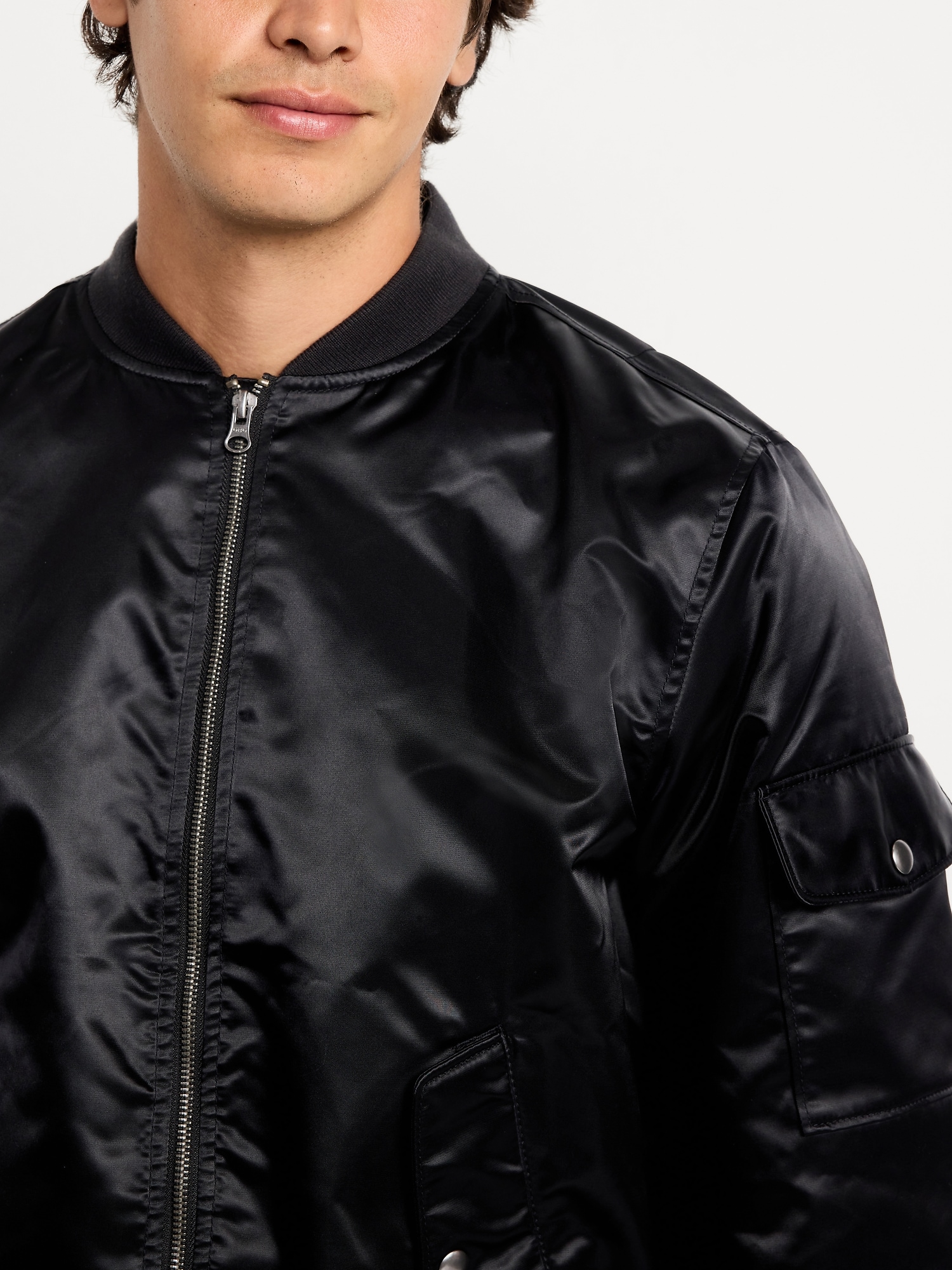 Satin Zip Utility Bomber Jacket | Old Navy