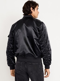 Satin Zip Utility Bomber Jacket | Old Navy