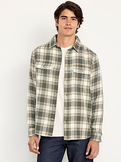 Loose Fit Textured Plaid Pocket Shirt