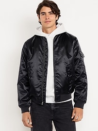 ジャケット・アウター santaku 4way satin military jacket Satin Zip Utility Bomber Jacket | Old Navy