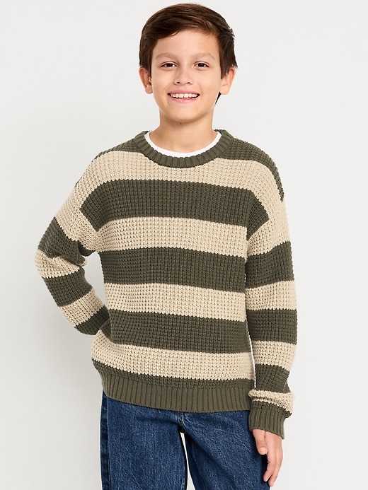 Image number 1 showing, Loose Striped Crew-Neck Sweater for Boys