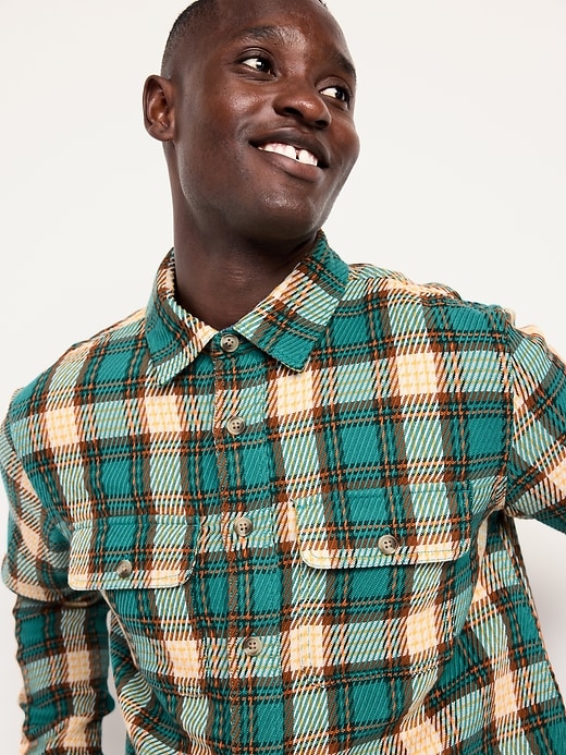 Image number 3 showing, Loose Fit Textured Plaid Pocket Shirt