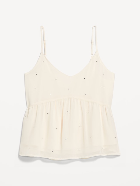 Embellished Cami Peplum Top - Creme De La Creme