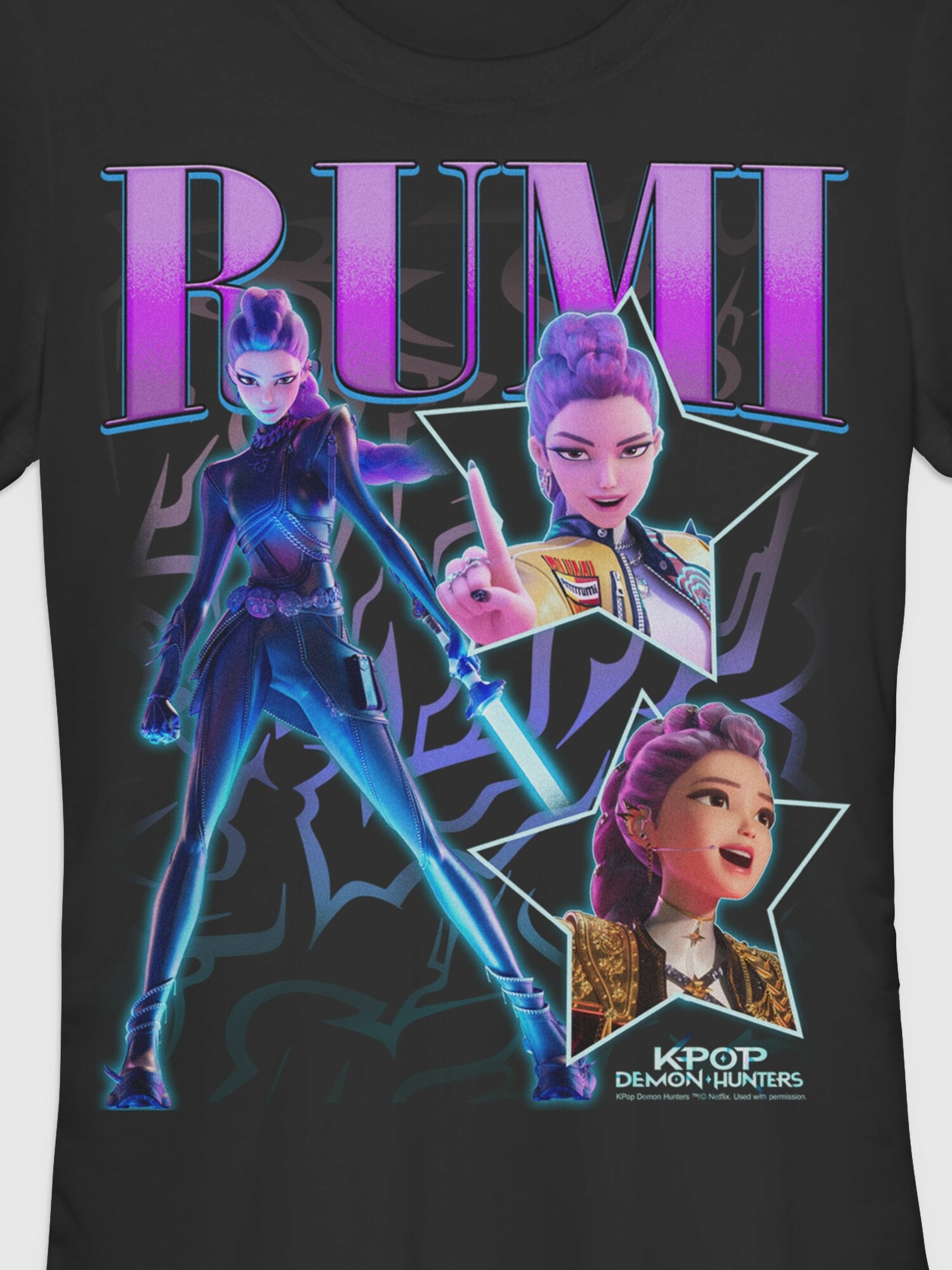 Женская футболка Old Navy K-Pop Demon Hunters Y2K Rumi Graphic, цвет: Чёрный — фото 2