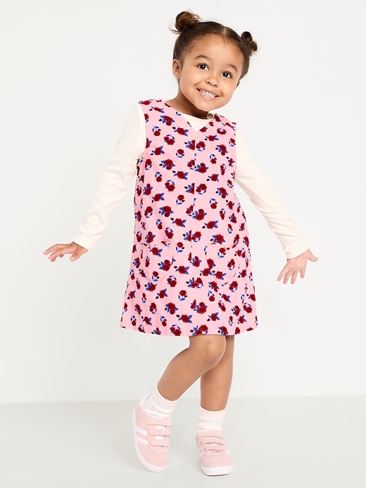 Image number 1 showing, Long-Sleeve Ribbed T-Shirt and Corduroy Dress Set for Toddler Girls