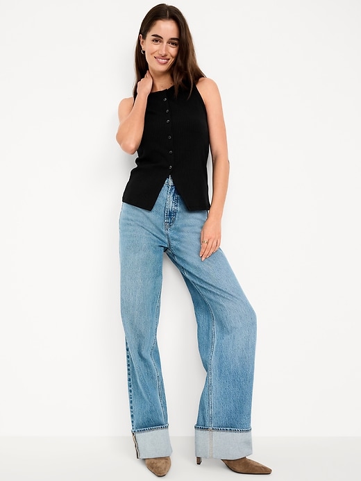 Image number 3 showing, Sleeveless Button-Down Ribbed Top
