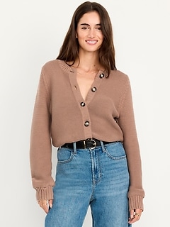 Seaside Cotton Garter-Knit Cardigan Sweater