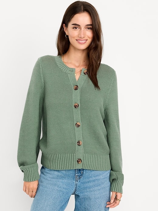 Image number 1 showing, Garter-Knit Cardigan Sweater