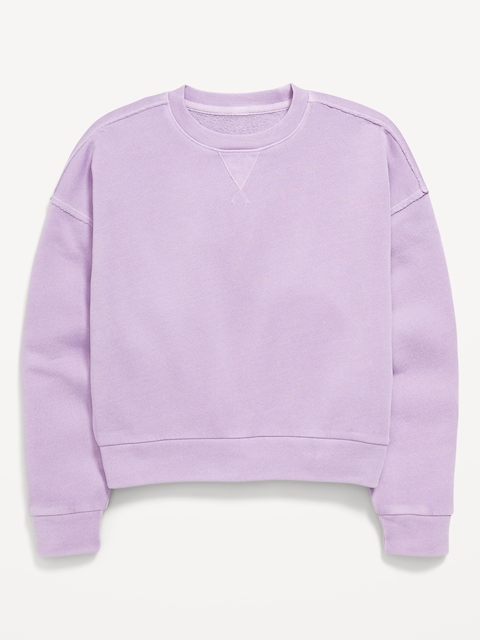 Washed Crew-Neck Sweatshirt for Girls