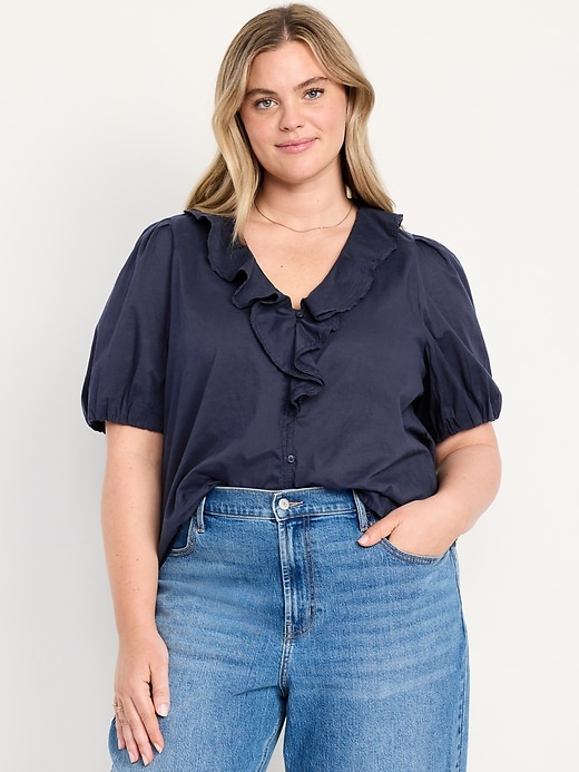 Image number 6 showing, Ruffle Collar Button-Down Top