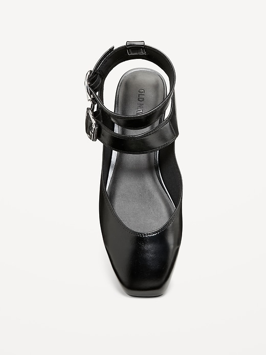 Faux-Leather Double Ankle-Strap Flats for Women