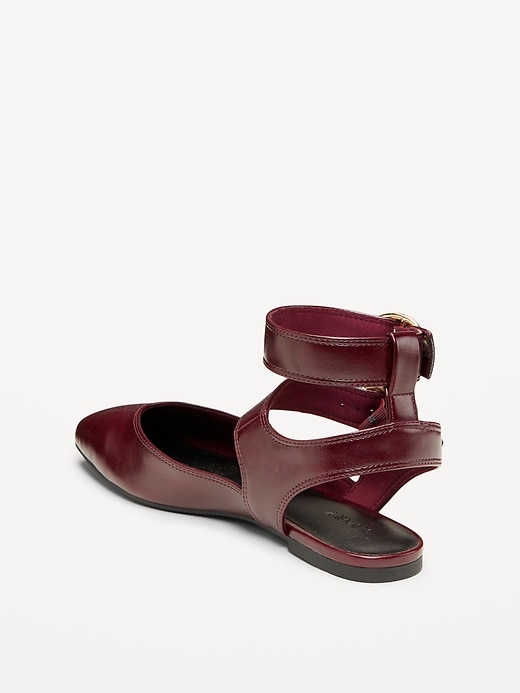 Image number 4 showing, Faux-Leather Double Ankle-Strap Flats for Women