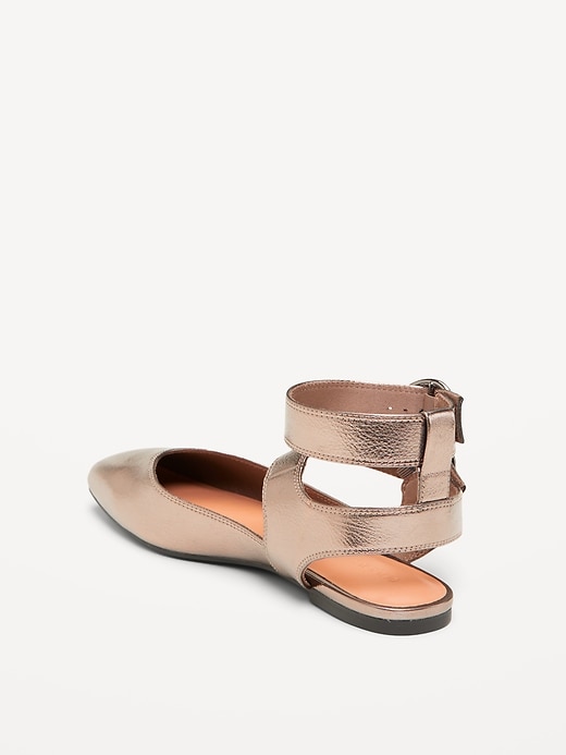 Image number 4 showing, Faux-Leather Double Ankle-Strap Flats for Women