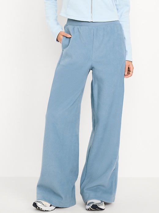 Image number 1 showing, Extra High-Waisted Microfleece Wide-Leg Sweatpants