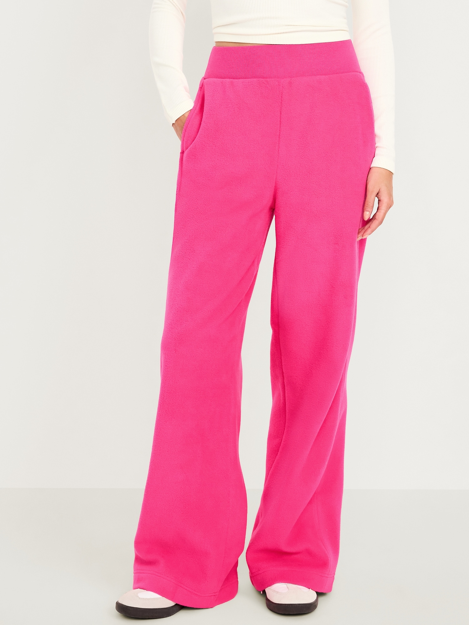 Extra High-Waisted Microfleece Wide-Leg Pants