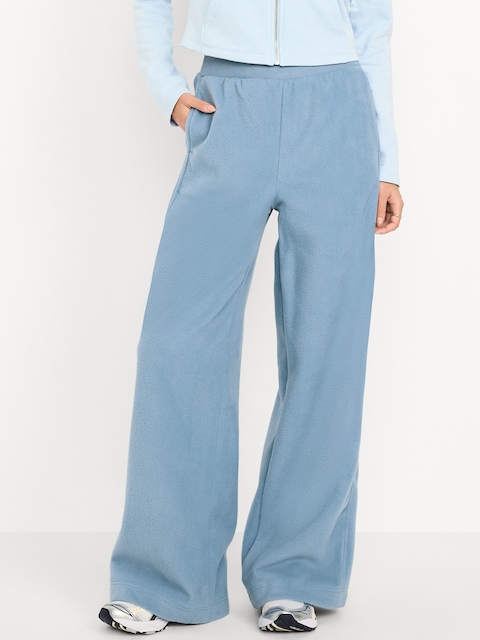 Extra High-Waisted Microfleece Wide-Leg Pants - Blue Periwinkle
