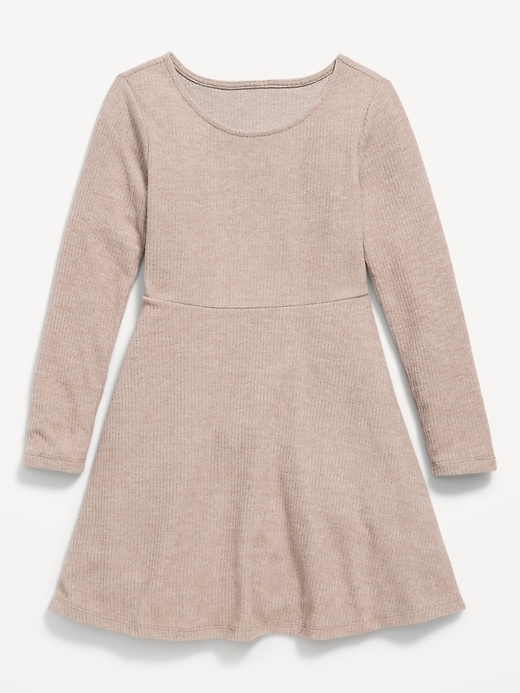 Image number 1 showing, Cozy Long-Sleeve Ribbed Fit and Flare Dress for Girls
