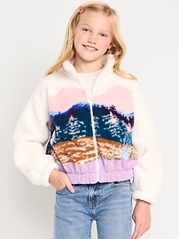 Image number 1 showing, Oversized Sherpa Zip Jacket for Girls