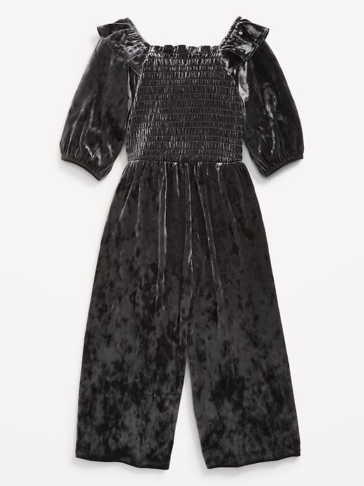 Image number 1 showing, Smocked Velvet Jumpsuit for Toddler Girls