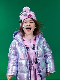 Image number 3 showing, Shiny Puffer Jacket for Toddler Girls