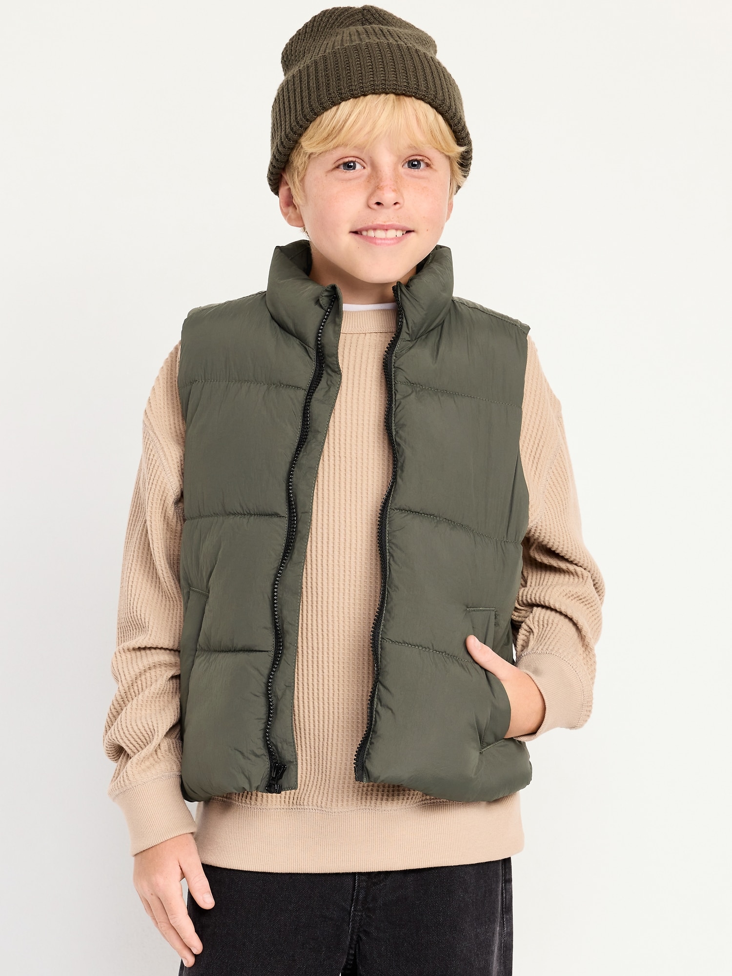 Water-Resistant Quilted Puffer Vest for Boys