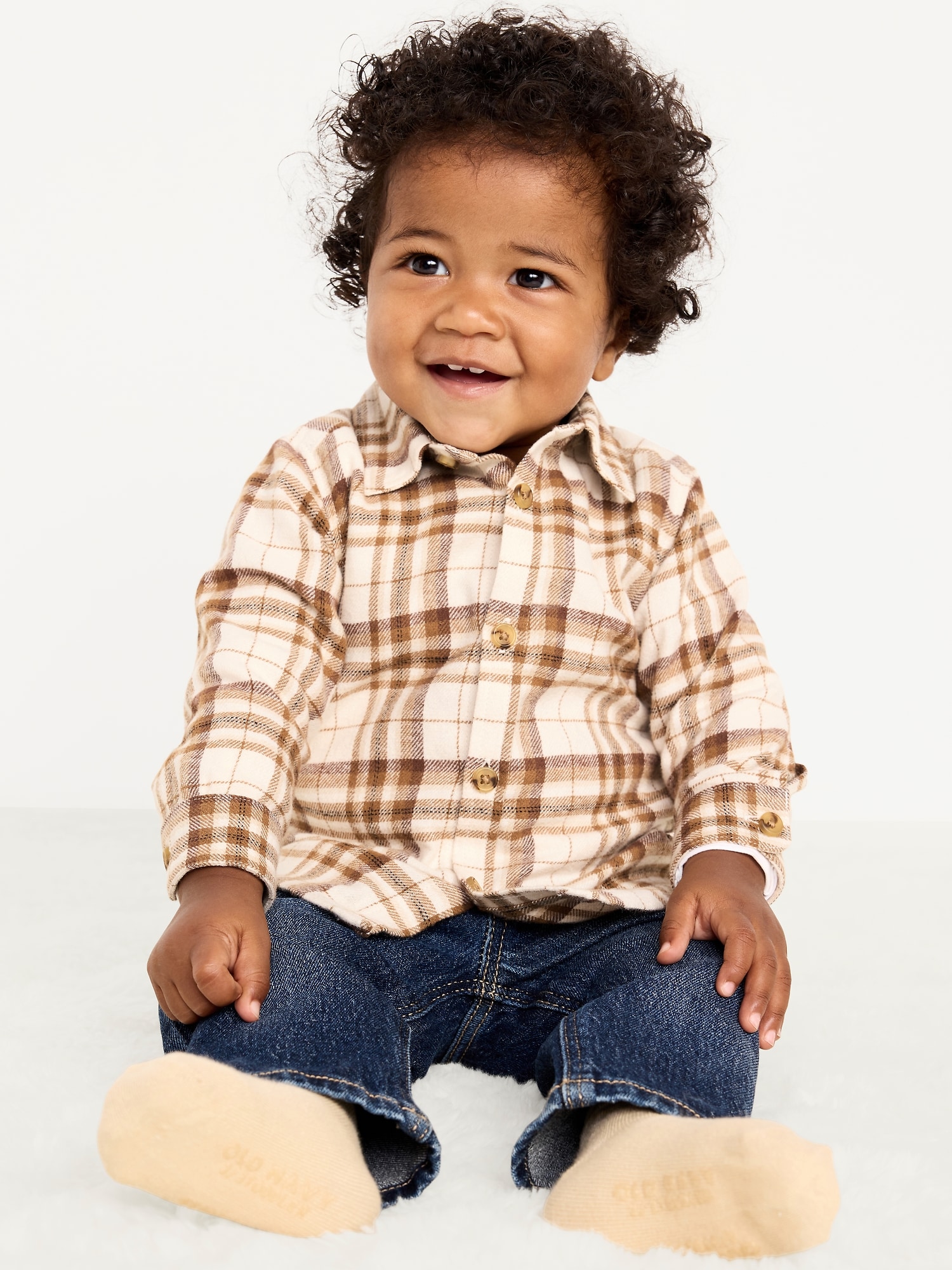 Long-Sleeve Flannel Shirt for Baby