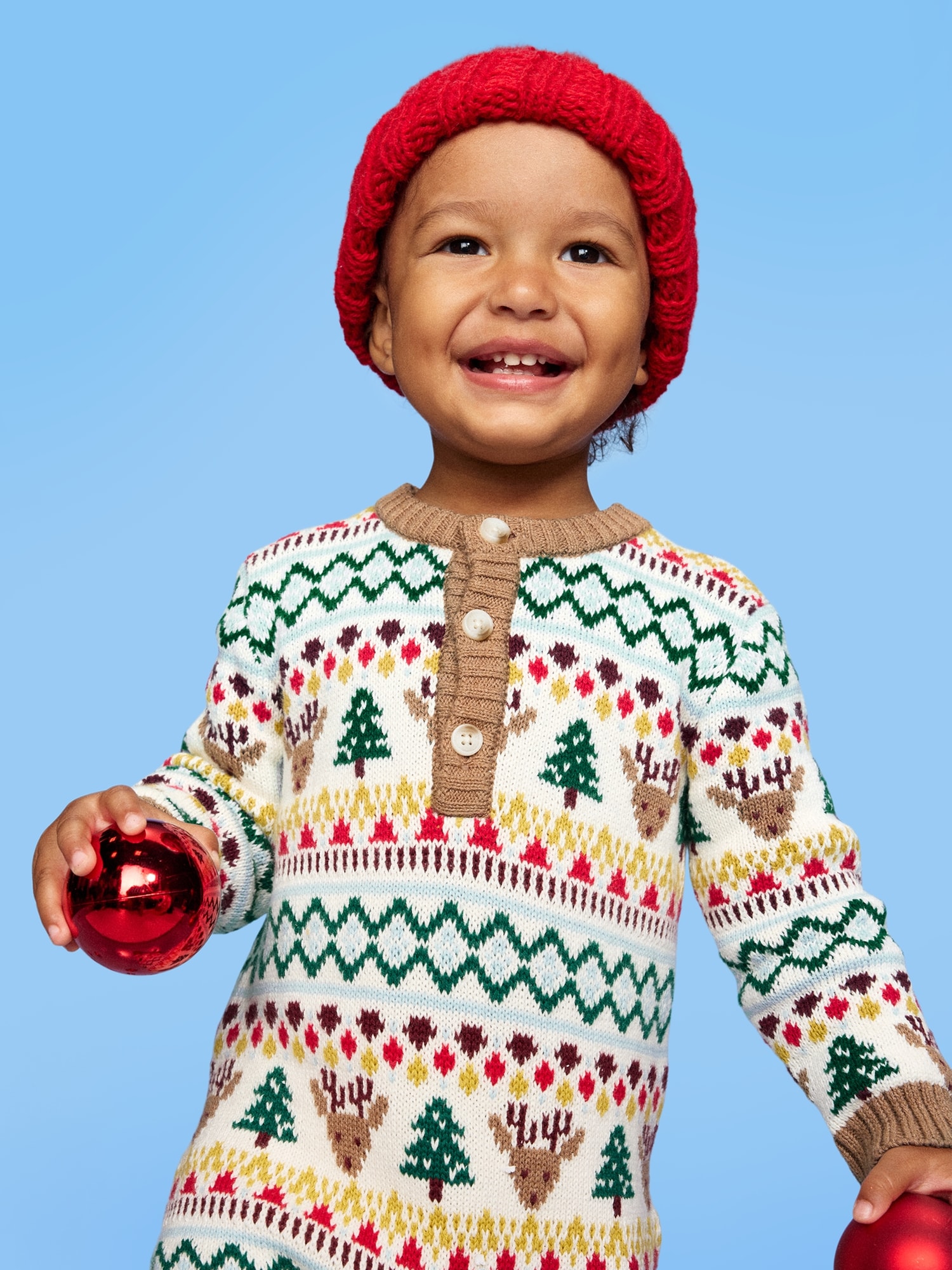 Long-Sleeve Sweater-Knit Henley One-Piece for Baby